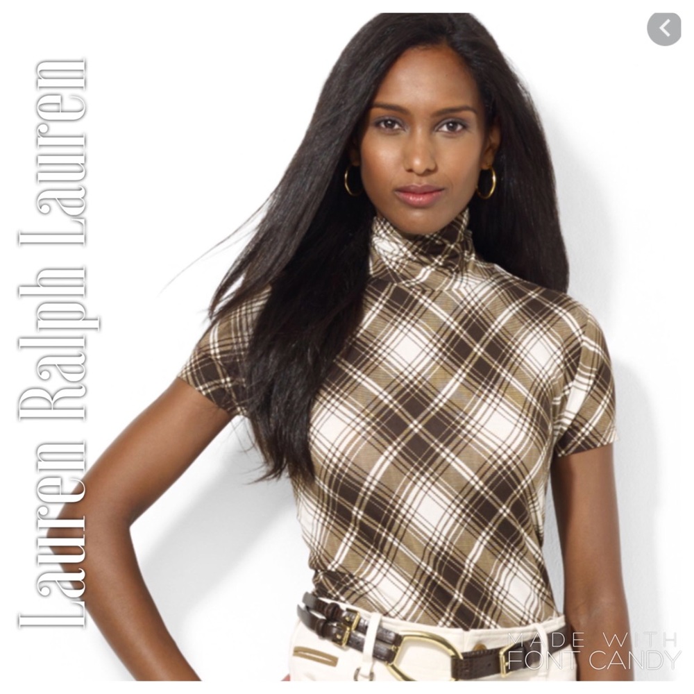 Ralph Lauren Short Sleeve Turtleneck Brown Check